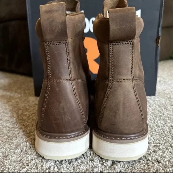 Men's Timberland PRO Wedge 6" Soft Toe Moc-Toe Work Boots Coconut Brown - Picture 4 of 7